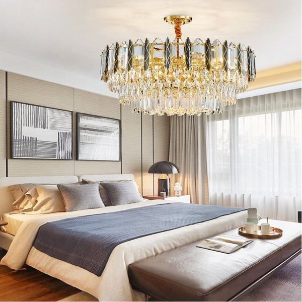 Lustre de chambre à coucher de la lumière 60cm de Crystal Metal Luxury Home Pendant