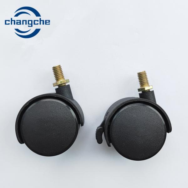 PU Swivel Caster Wheel With Brake Metal Stem 50mm Black Light Duty
