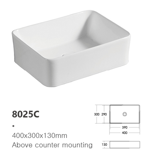 Rectangular White Color Solid Surface Art Wash Basin Lavabo Porcelain Sink Bathroom