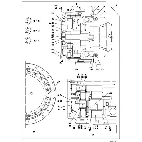 KUA10580 KUA10590 CX800 Travel Gearbox CASE800 CX800 TRAVEL REDUCTION GEAR Final Drive