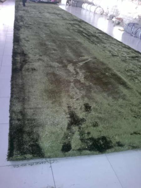 Muslim Big size 4x25m Polyester Silk Mixed With Microfiber Shaggy Rug Shining Carpet