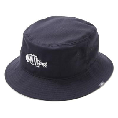 Navy / Black Spiral Full Cotton Bucket Hat Embroidery Fish Bone Logo Founded