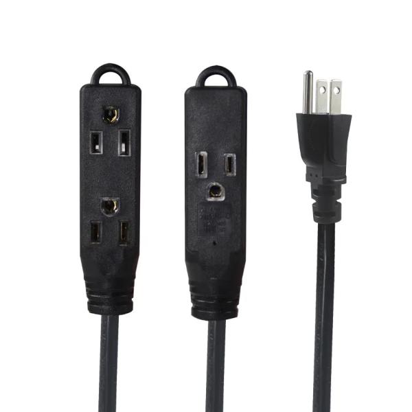 NEMA 5-15P to Single Receptacle Power Extension Cord - 3 Prong AC Plug to 1 Outlet Cable for Home, Office, Workshop, 125V 13A
