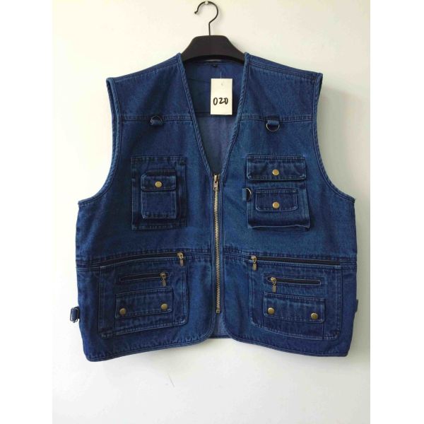 Jeans vest, denim vest, in 100% cotton, S-3XL, denim blue, navy
