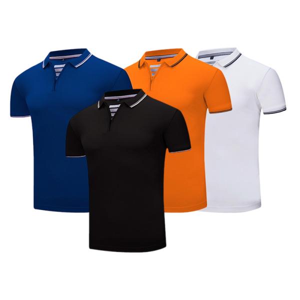 Popular 100 Polyester Custom Work Polo Shirts Easy Cleaning With Knitted Collar