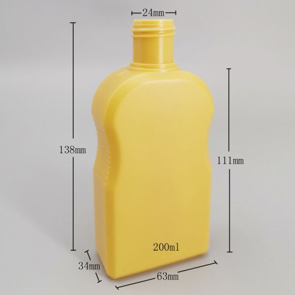 Yellow 200ml HDPE Plastic Bottle For Body Lotion Shower Gel