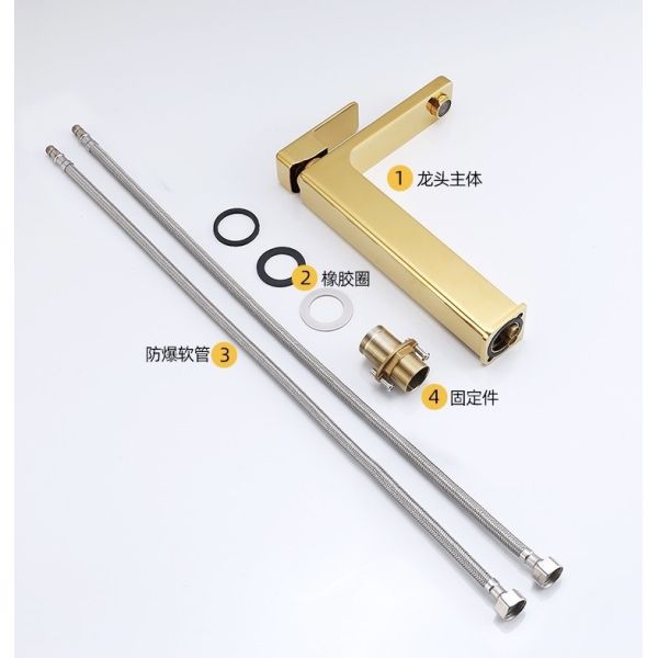 Отполированный кран таза мытья ручки золотого латунного санитарного Faucet изделий одиночный