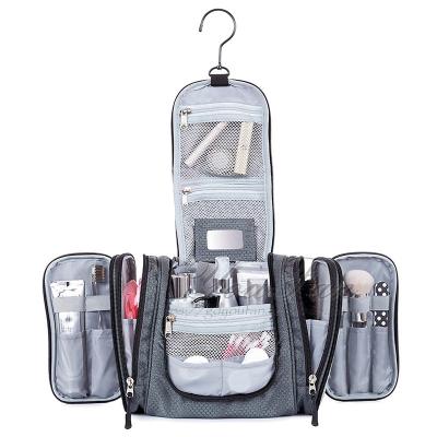 Large Capacity Hanging Travel Toiletry Bag With Zipper Mesh Pocket