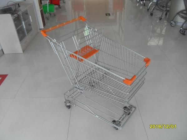 Low Carbon Metal Wire Shopping Trolley Cart 100L With 4 Swivel 4 Inch Autowalk Casters