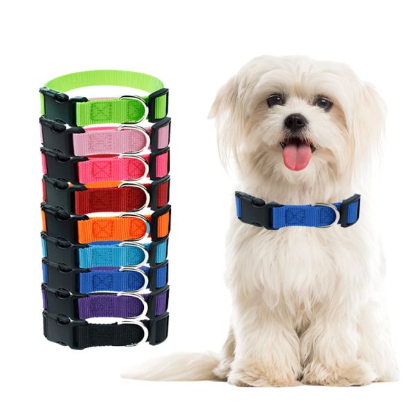 Nylon Dog Collar Secure Comfortable Pet Management multiple colors custom