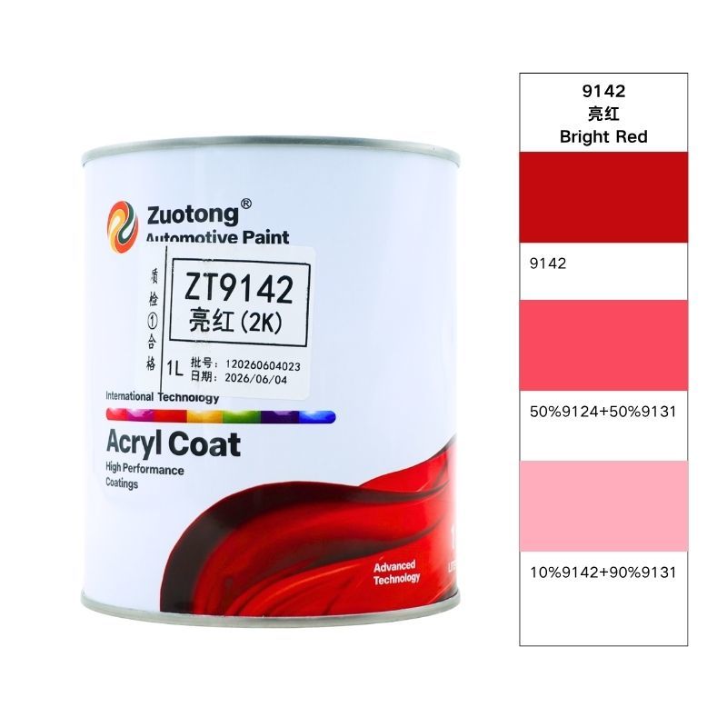 Zuotong ZT9142 Bright Red 2K Car Paint Direct Gloss Acrylic Polyurethane Auto Body Refinish Topcoat