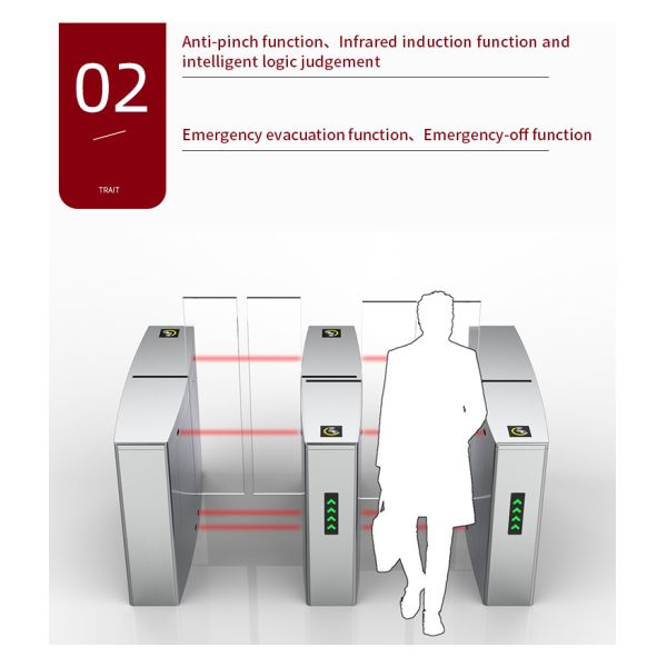 Stainless Steel 304 Sliding Gate Turnstile IP54 Rated RS232 Interface Anti Pinch Control Silver Color