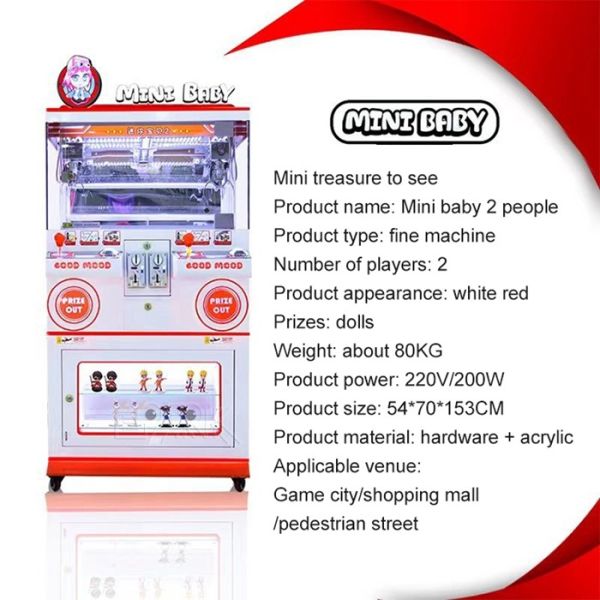Coin Operated Mini Baby 2 People Hot Popular Arcade Game Claw Machine