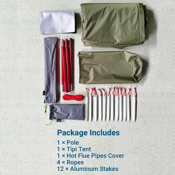 PU3000mm Ultralight Portable Camping Tent With Flue Pipe Window