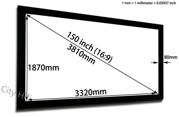 Huge Cinema Size 3D Projection Screen 150 Inch Flat Fixed Frame Wall Mounted 16:9 Screens