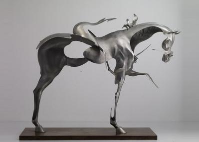 vida de 170cm - a escultura de aço inoxidável abstrata do cavalo do tamanho escovou o revestimento