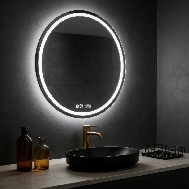 Smart LED Illuminated Wall-Mounted Anti-Fog Makeup Bathroom Mirror with Touch Screen IP44 Rated for Home & Hotel Use