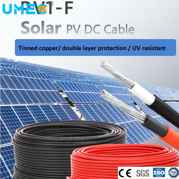 Amostra H1z2z2-K PV1-F Potência de corrente contínua Fios fotovoltaicos solares de 6 mm2 10 mm2 para cabo elétrico de painel solar