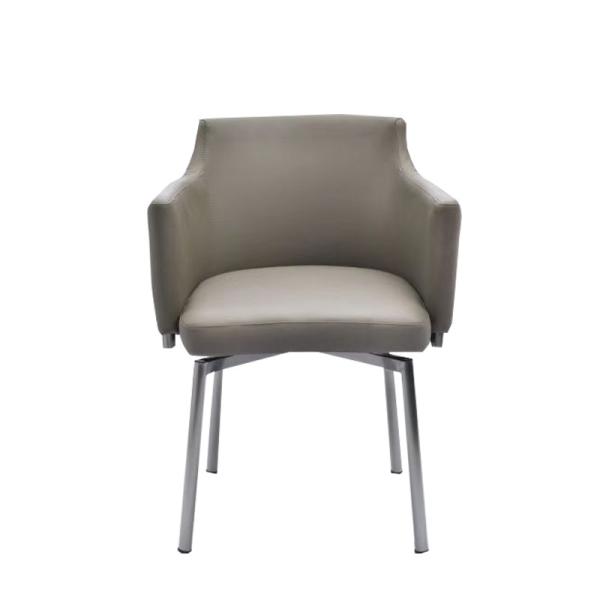 Functional  Swivel Leather Dining Chair 560mm Width Upholstered Rolling