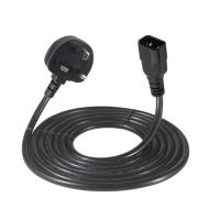 UK 3 Pin Plug to IEC C14 Power Cord 1M Black PVC Copper Cable