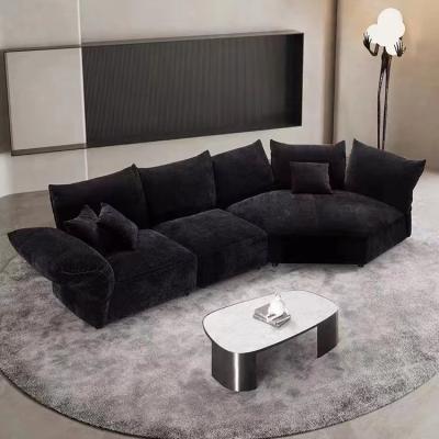 Sofá estrangeiro da tela da sala de Sofa Italian Hotel Villa Living de veludo do preto da pétala