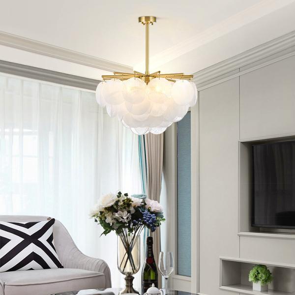 O branco geou as lâmpadas de pendente de vidro de vidro E27 do candelabro do disco 60w para o ODM da cozinha