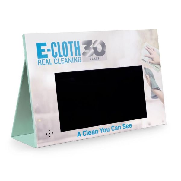 plug-in video shelf talker display with custom print 10 inch video loop display