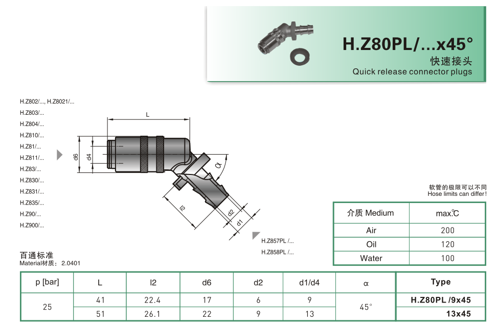 H.Z80PL Quick Release Connector Plugs For Plastic Injection Mould Parts