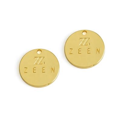 Handbag Metal Tag with Customized Size and Golden Plated Engraved Logo in Round Shape