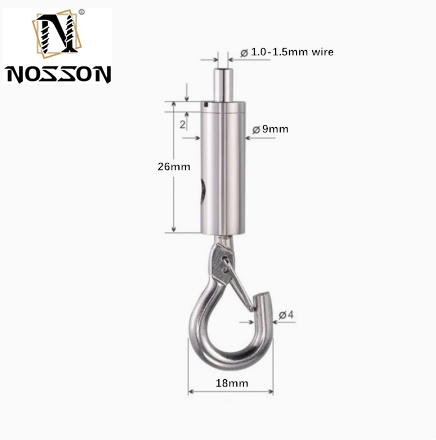 OEM Customized 4.6mm-12mm Wire Rope Lock Head Pendant Light Panel Light Pendant Hook with Safety Buckle and Spring Hooks