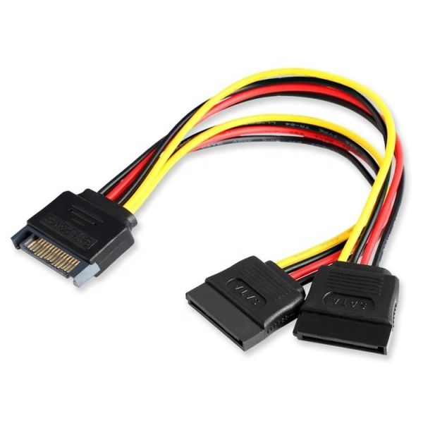 Male to Female Data Sata 15 Pin Power Y Splitter Cable for Computer  HDD SSD PC Case