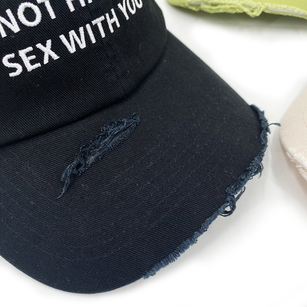 6 Panel Unstructured Distressed Cotton Dad Hat Vintage Embroidery Baseball Cap