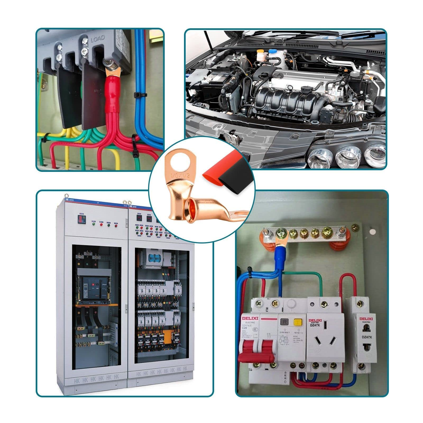 Copper 1 Gauge Battery Ring Terminal Ends 5/16 8pcs Anti Corrosion