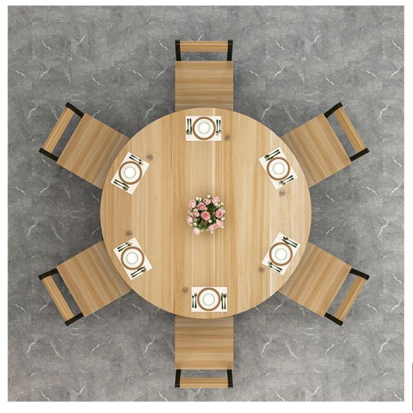 Stylish Dining Room Furniture Round Dining Table Set with 8 Chairs and Epoxy Finish