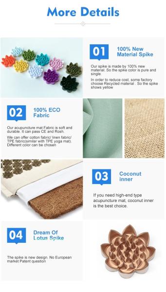 Colorful Coconut New Yoga Migraine Acupressure Massage Mat and Pillow Set