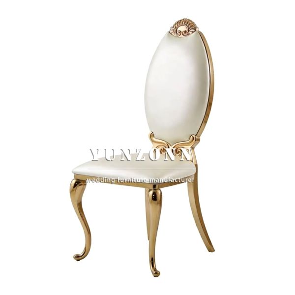 Furniture Factory Direct Sales of Stainless Steel Gold-plated Classic-style High-back Chairs Suitable for Weddings and Banquets