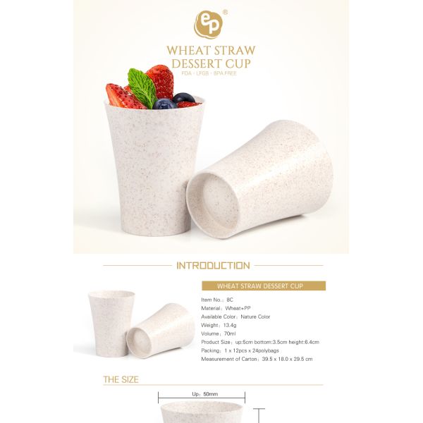 2019 EPK new products wheat PP 70ml biodegradable plastic wine glass