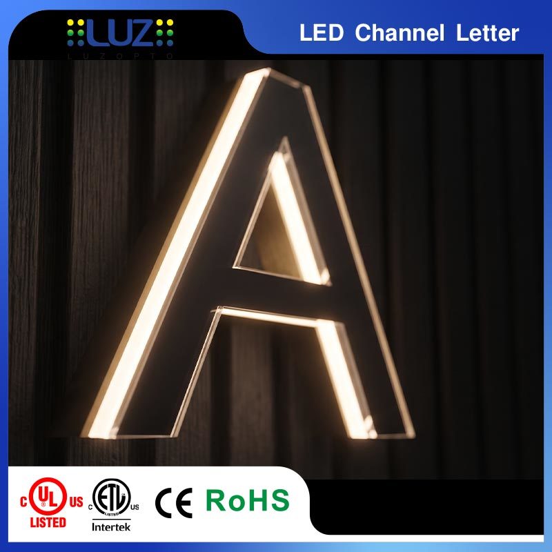 Metal Base Plate Top Layer Miniature Architectural Precision Edge-Lit LED Letter For Luxury Fashion Brand