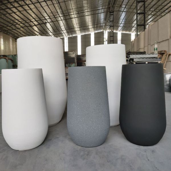 Powder Coated Fiber Clay Planters For Patio Garden Cottage