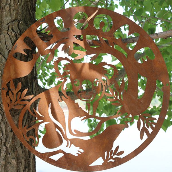 High Durability Outdoor Metal Garden Ornaments Koala Shape Cutting