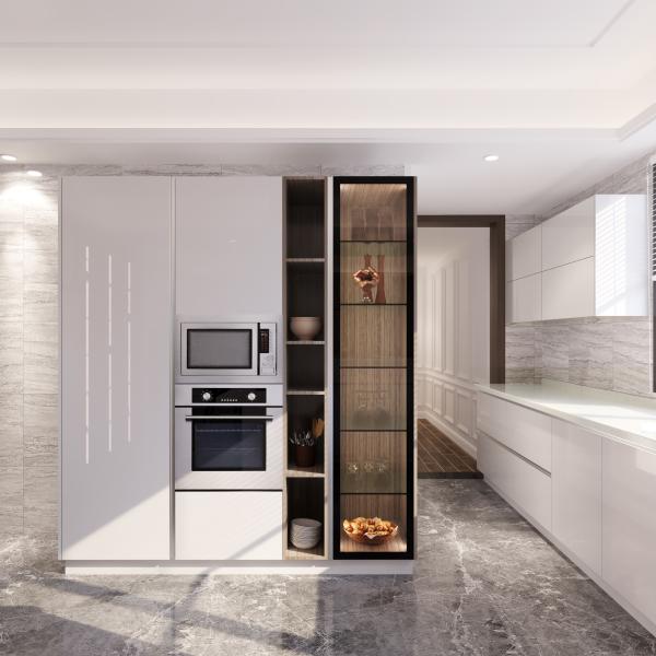 Armário de cozinha moderno com painel de porta acrílico