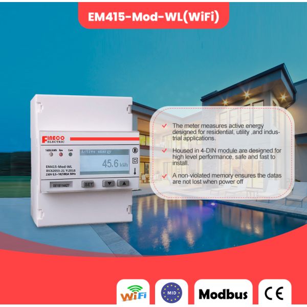 EM415-Mod-WL Single Phase Wifi Energy Meter Accurate and Wireless Energy Monitoring