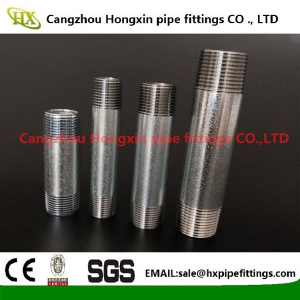 Carbon steel pipe nipple barrel nipples with BSP NPT male thread galvanized forge pipe nipples