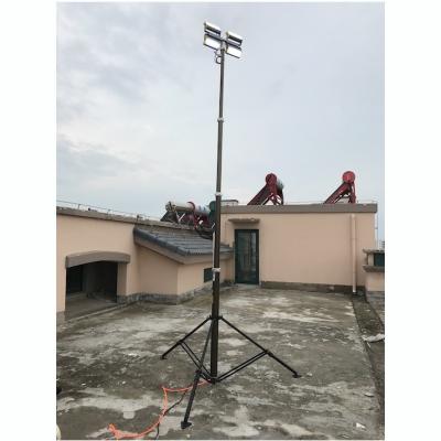 4.2m Height Pneumatic Telescopic Mast Tower Light 4x50W LED lamps mounted with ground mounting tripod bracket
