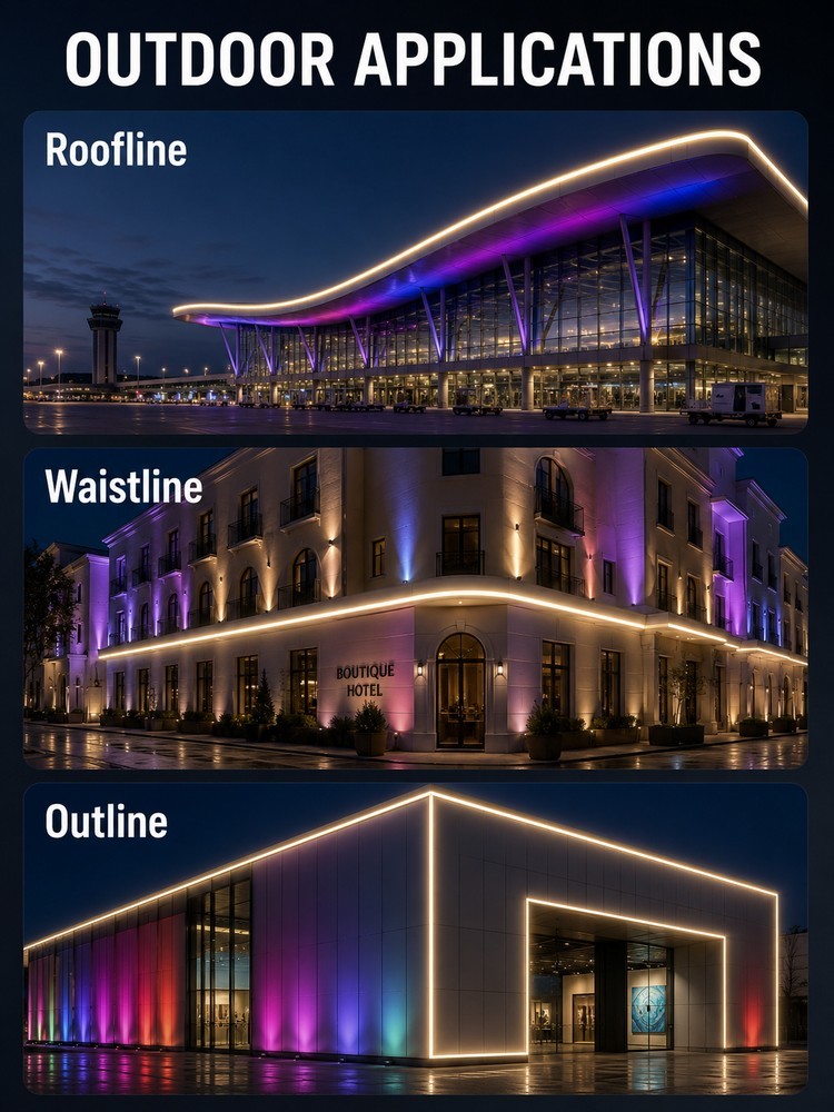 9.5W Waterproof Silicone LED Strip 16x16mm Front Emitting For Large Architectural Lighting