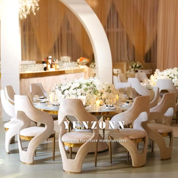 Modern Creative Design Stainless Steel Dining Chair with Fabric for Hotel Wedding Restaurant Outdoor Hall Use