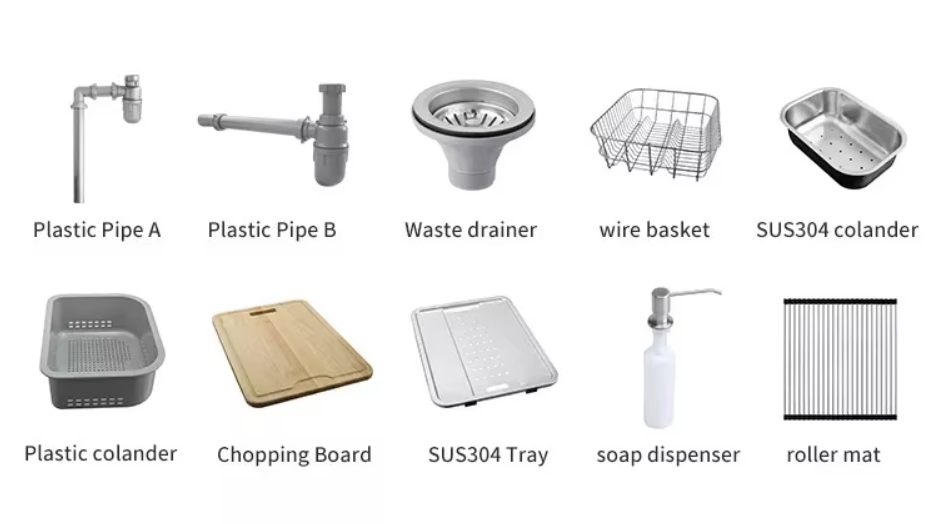 Stainless Steel Extended Sink, Rectangular Double Bowl Embedded Kitchen Sink