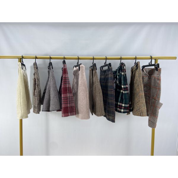 Second Hand Woolen Short Skirt High Waisted Women's Mixed Size Slim Fit