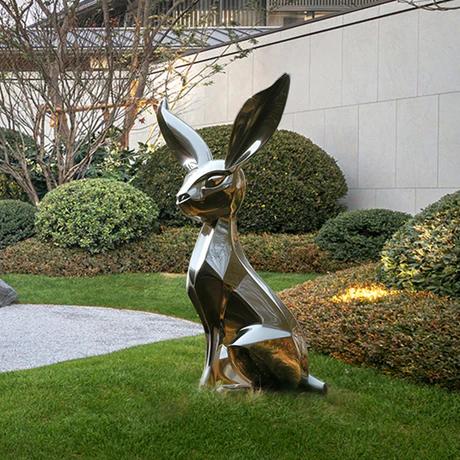 Stainless Steel Bunny Sculpture Rabbit Statue Metal Animal Manufacturer
