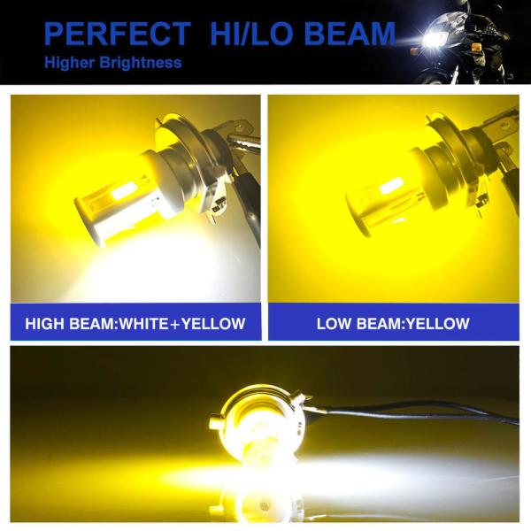 AC/DC 8-80V H4 HS1 BA20D H6 18w Dual Color White Yellow Ceramic Motorcycle Led Headlight